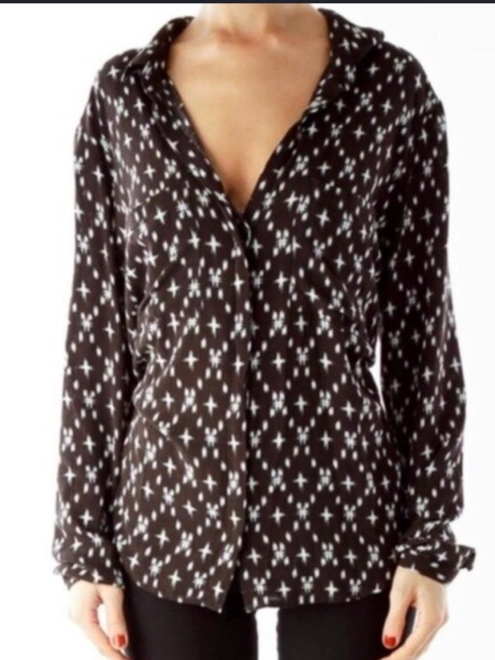 Cloth and Stone Anthropologie Kasuri Hipster Star Print Button Down Top XS